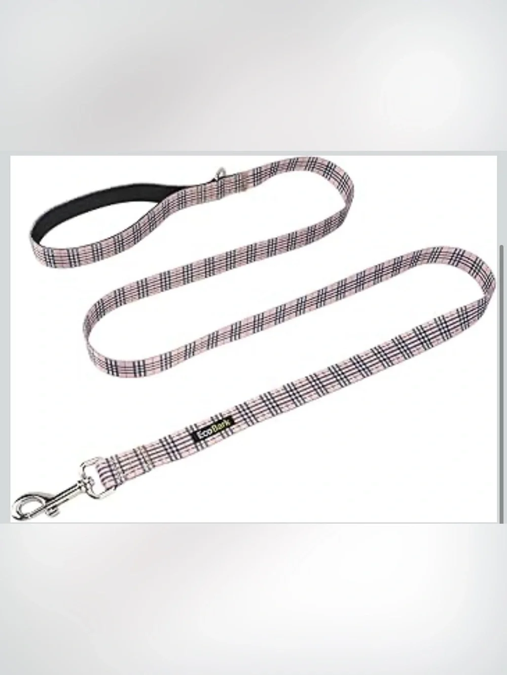 EcoBark Teacup Dog Leash, Soft & Reflective Toy Breed Leashes, Tan Plaid Strong